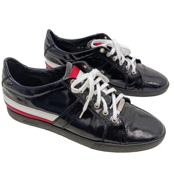 Christian Dior Men's Homme Sneakers Sz BLACK Patent Leather RED